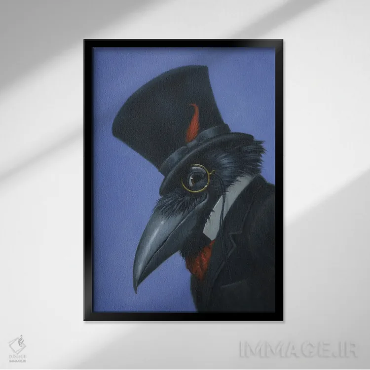 تابلو دکوراتیو کلاغ اثر لیزا فالکن سترن - نمای قابدار مشکی