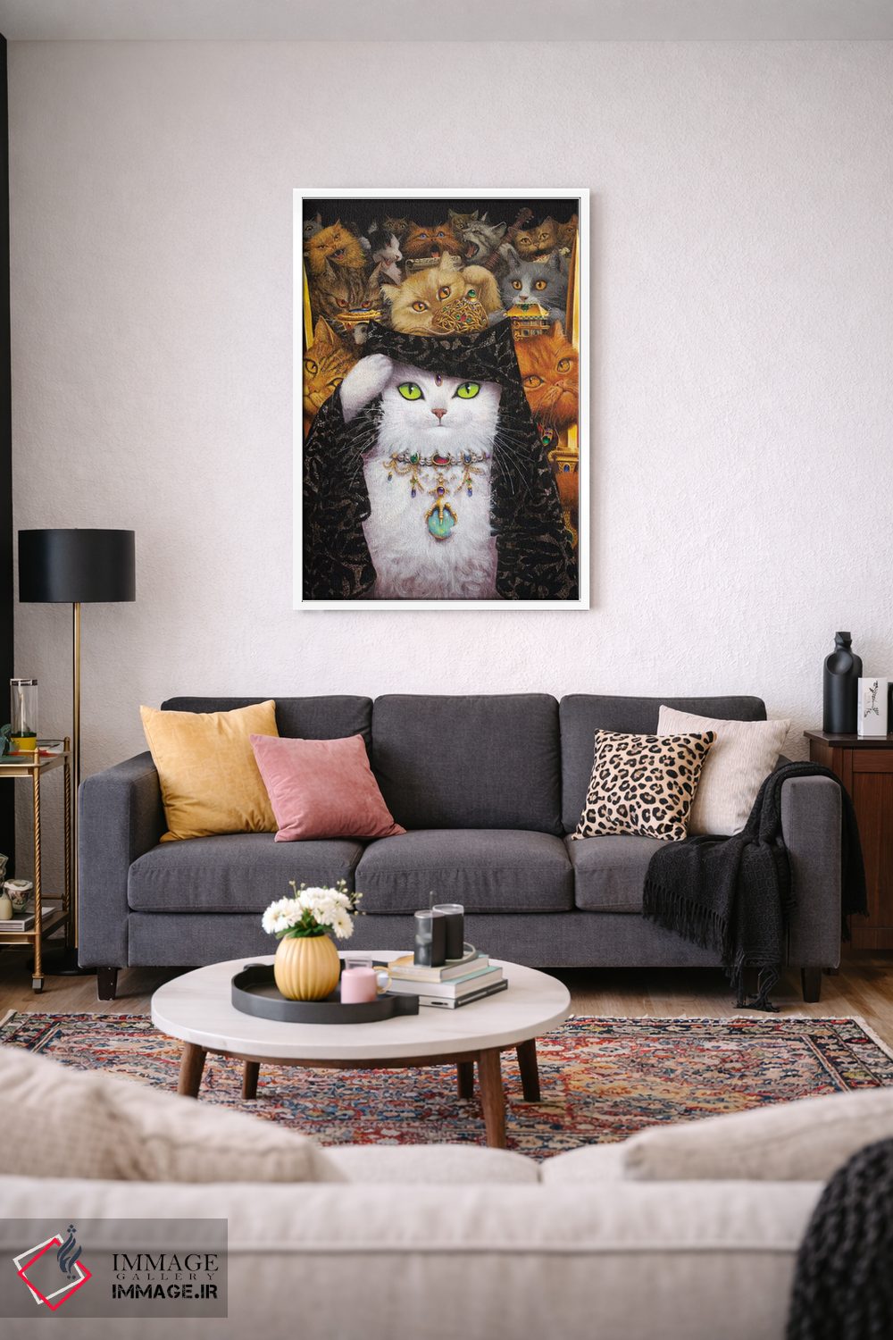تابلو دکوراتیو گربه سفید اثر لیزا فالکن سترن - D2W