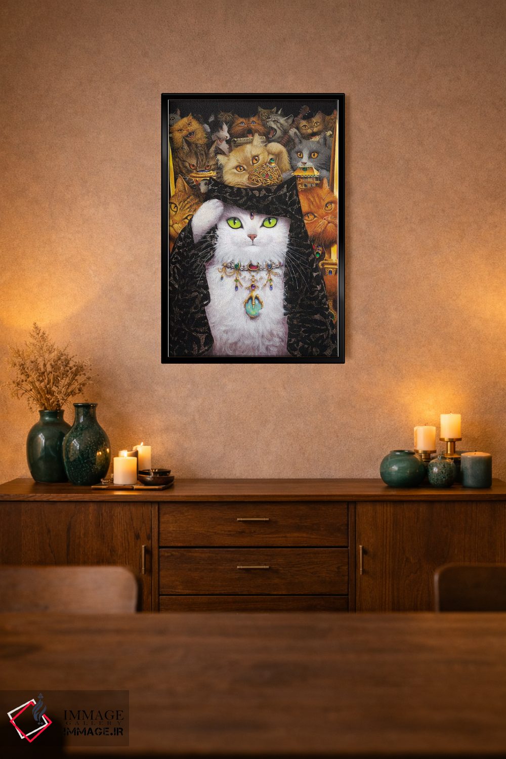 تابلو دکوراتیو گربه سفید اثر لیزا فالکن سترن - D1B