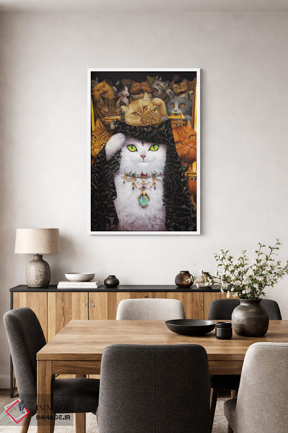 تابلو دکوراتیو گربه سفید اثر لیزا فالکن سترن - D4W