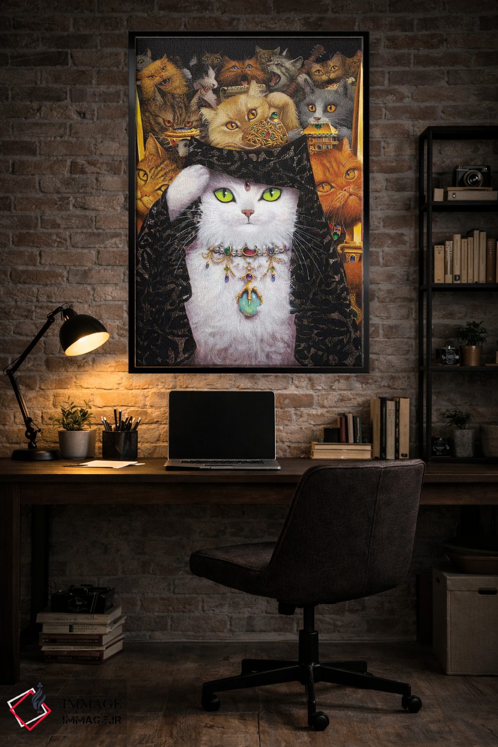 تابلو دکوراتیو گربه سفید اثر لیزا فالکن سترن - D5B