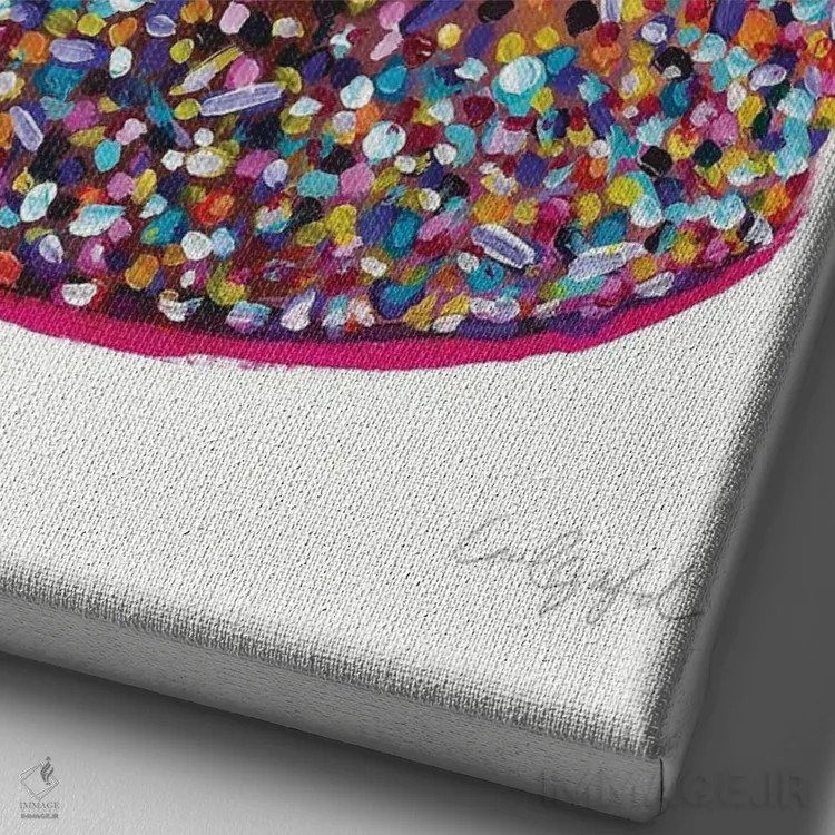 تابلو دکوراتیو کیک تولد اثر لورل گرینفیلد - نمای نزدیک بافت بوم