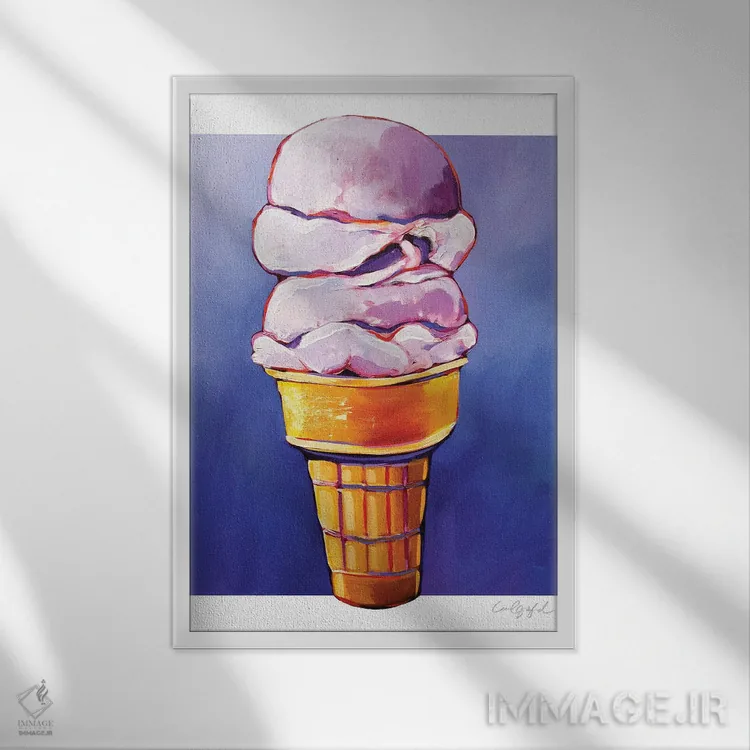 تابلو دکوراتیو آسمان های بستنی ای اثر لورل گرینفیلد - نمای قابدار سفید