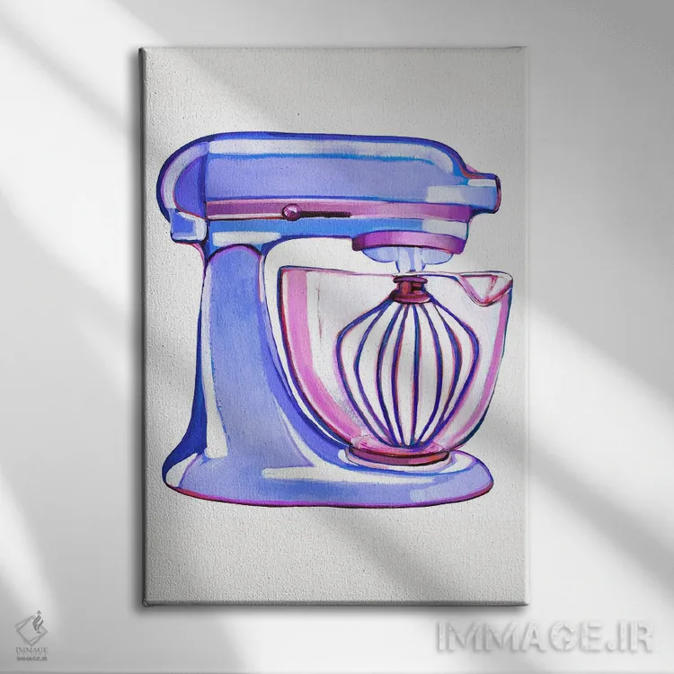 تابلو دکوراتیو همزن آبی پری وینکل اثر لورل گرینفیلد - نمای روبهرو روی دیوار