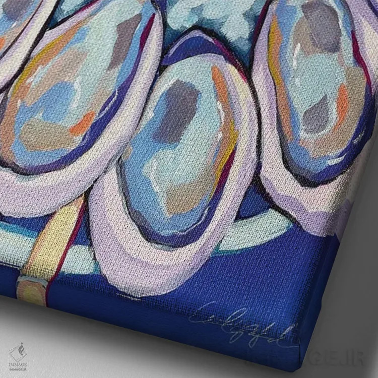 تابلو دکوراتیو صدف های نیوانگلند اثر لورل گرینفیلد - نمای نزدیک بافت بوم