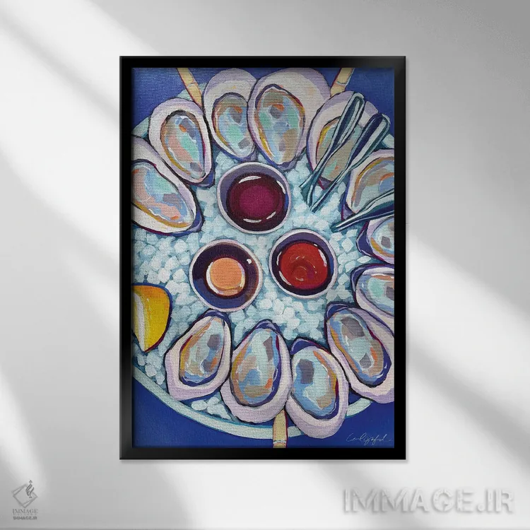 تابلو دکوراتیو صدف های نیوانگلند اثر لورل گرینفیلد - نمای قابدار مشکی