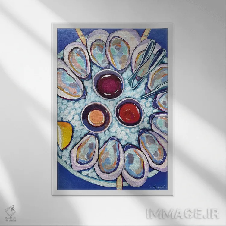 تابلو دکوراتیو صدف های نیوانگلند اثر لورل گرینفیلد - نمای قابدار سفید