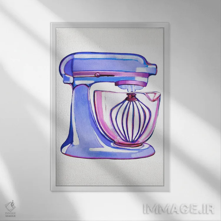 تابلو دکوراتیو همزن آبی پری وینکل اثر لورل گرینفیلد - نمای قابدار سفید