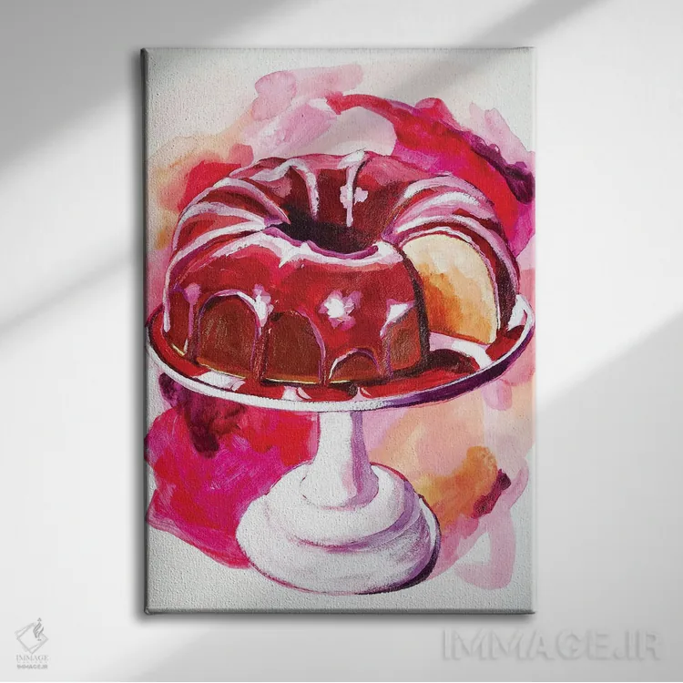 تابلو دکوراتیو کیک باندت صورتی اثر لورل گرینفیلد - نمای روبهرو روی دیوار