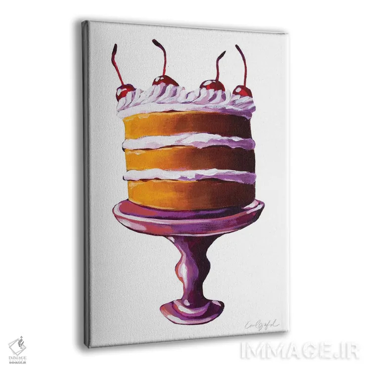 تابلو دکوراتیو کیک با گیلاس روی آن اثر لورل گرینفیلد - نمای پرسپکتیو محصول
