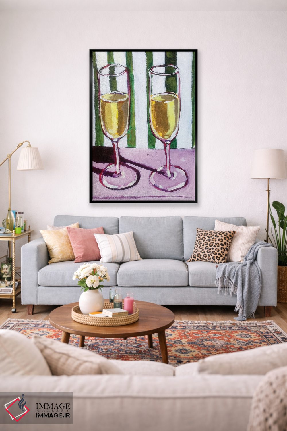 تابلو دکوراتیو شامپاین برای دو نفر اثر لورل گرینفیلد - D2B