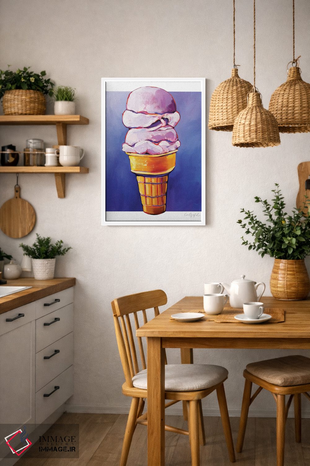 تابلو دکوراتیو آسمان های بستنی ای اثر لورل گرینفیلد - D3W