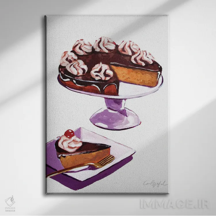 تابلو دکوراتیو کیک بوستون کریم اثر لورل گرینفیلد - نمای روبهرو روی دیوار
