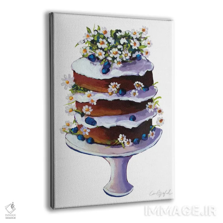تابلو دکوراتیو کیک گل مروارید اثر لورل گرینفیلد - نمای پرسپکتیو محصول