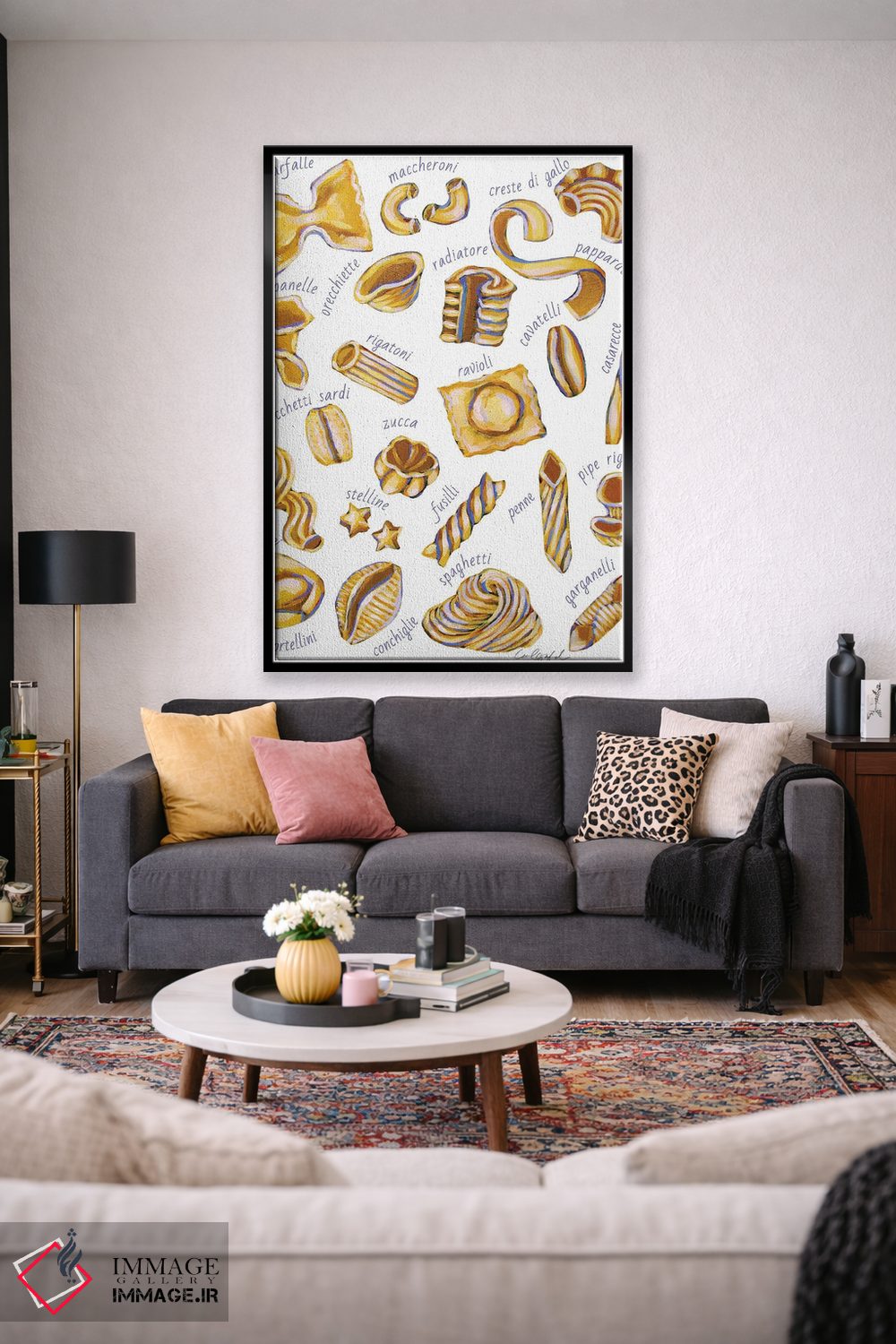 تابلو دکوراتیو پاستا روی زمینه سفید اثر لورل گرینفیلد - D2B