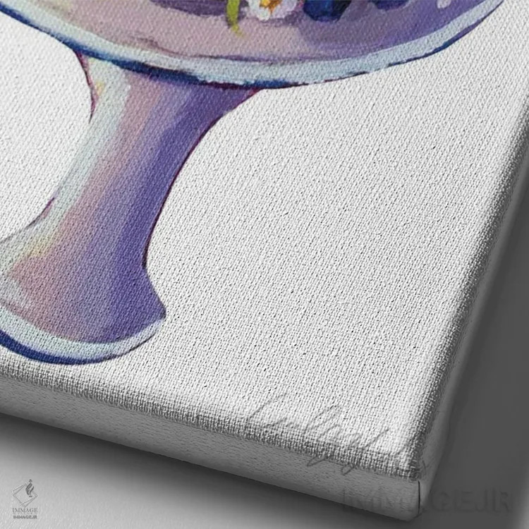 تابلو دکوراتیو کیک گل مروارید اثر لورل گرینفیلد - نمای نزدیک بافت بوم