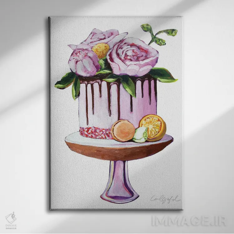 تابلو دکوراتیو کیک گل های دانی اثر لورل گرینفیلد - نمای روبهرو روی دیوار
