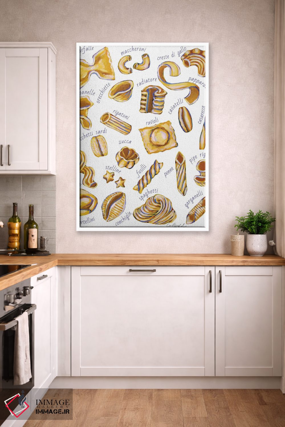 تابلو دکوراتیو پاستا روی زمینه سفید اثر لورل گرینفیلد - D4W