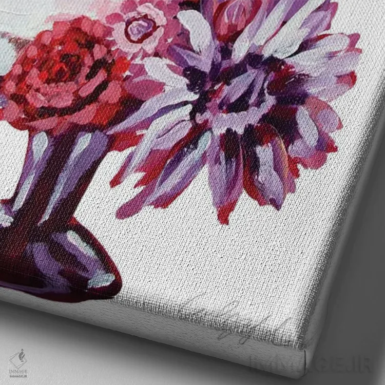 تابلو دکوراتیو کیک گل های بینکسی اثر لورل گرینفیلد - نمای نزدیک بافت بوم