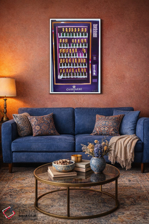 تابلو دکوراتیو دستگاه فروش خودکار شامپاین اثر لورل گرینفیلد - D2W