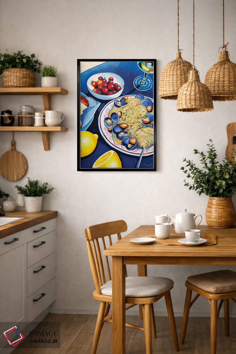 تابلو دکوراتیو لینگویینی و صدف اثر لورل گرینفیلد - D6B