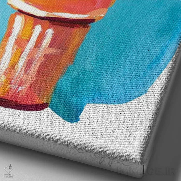 تابلو دکوراتیو بستنی در ماه مه I اثر لورل گرینفیلد - نمای نزدیک بافت بوم