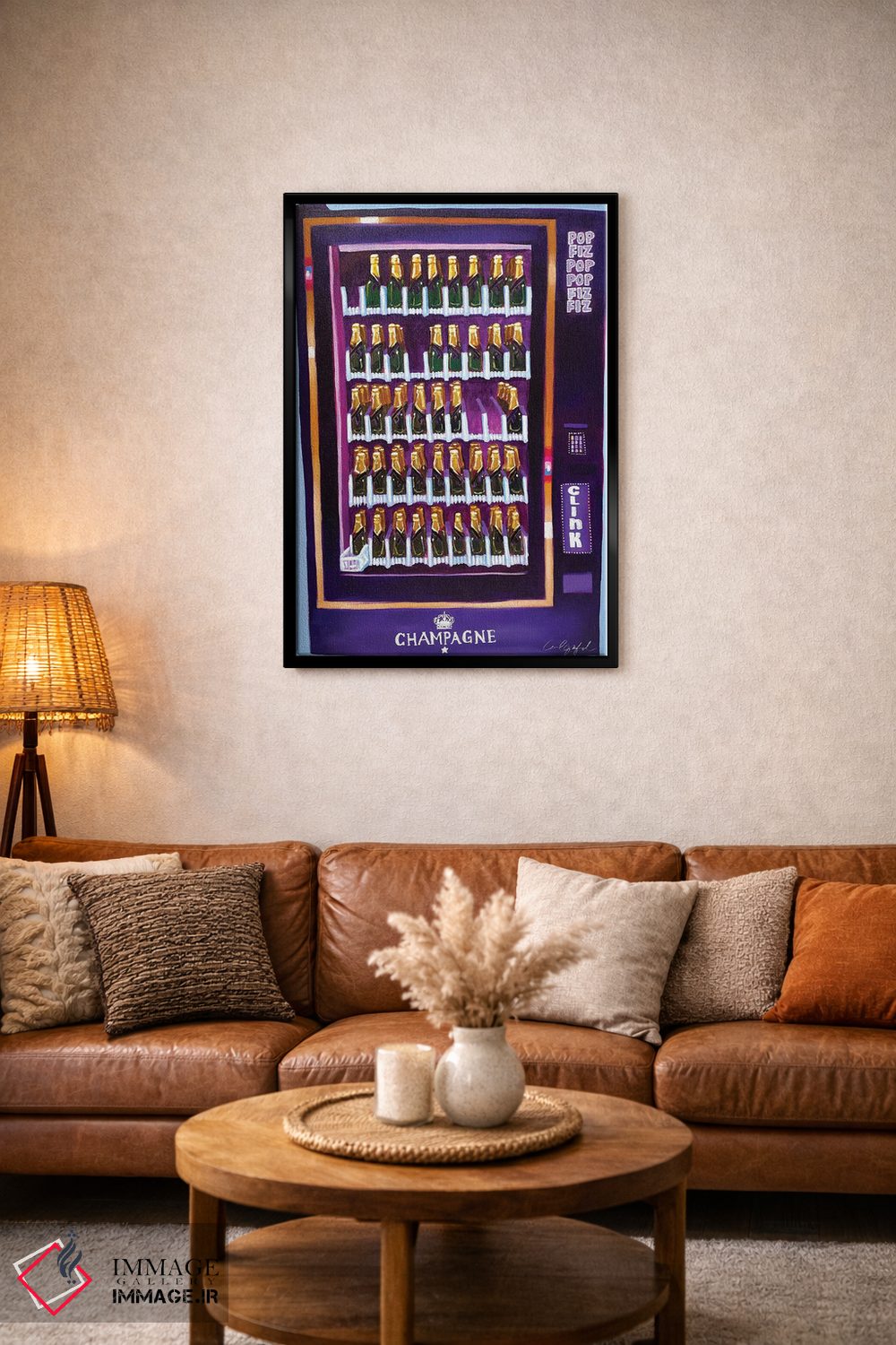 تابلو دکوراتیو دستگاه فروش خودکار شامپاین اثر لورل گرینفیلد - D4B