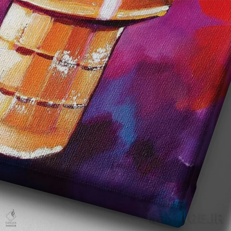 تابلو دکوراتیو بستنی در غروب آفتاب اثر لورل گرینفیلد - نمای نزدیک بافت بوم