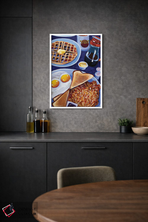 تابلو دکوراتیو صبحانه وافل هاوس در آبی اثر لورل گرینفیلد - D1W