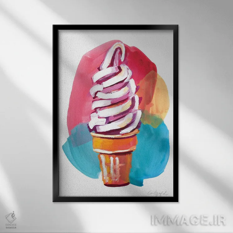 تابلو دکوراتیو بستنی در ماه مه I اثر لورل گرینفیلد - نمای قابدار مشکی