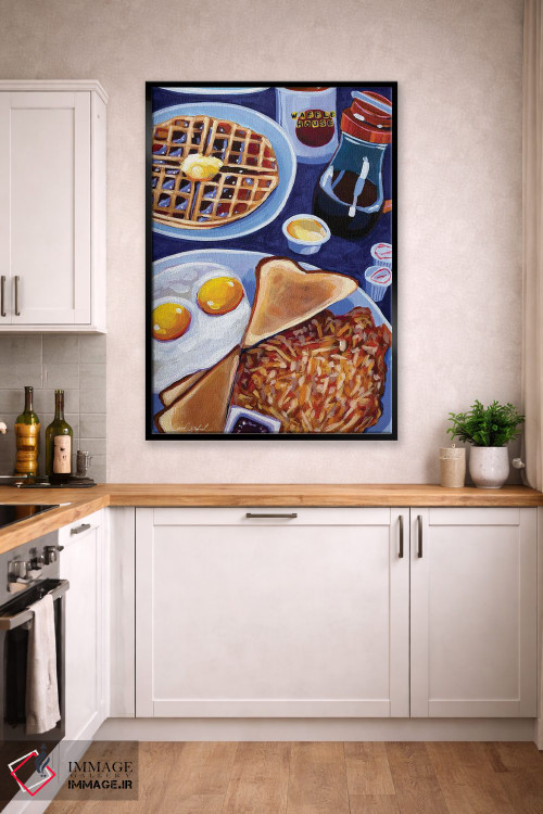 تابلو دکوراتیو صبحانه وافل هاوس در آبی اثر لورل گرینفیلد - D2B