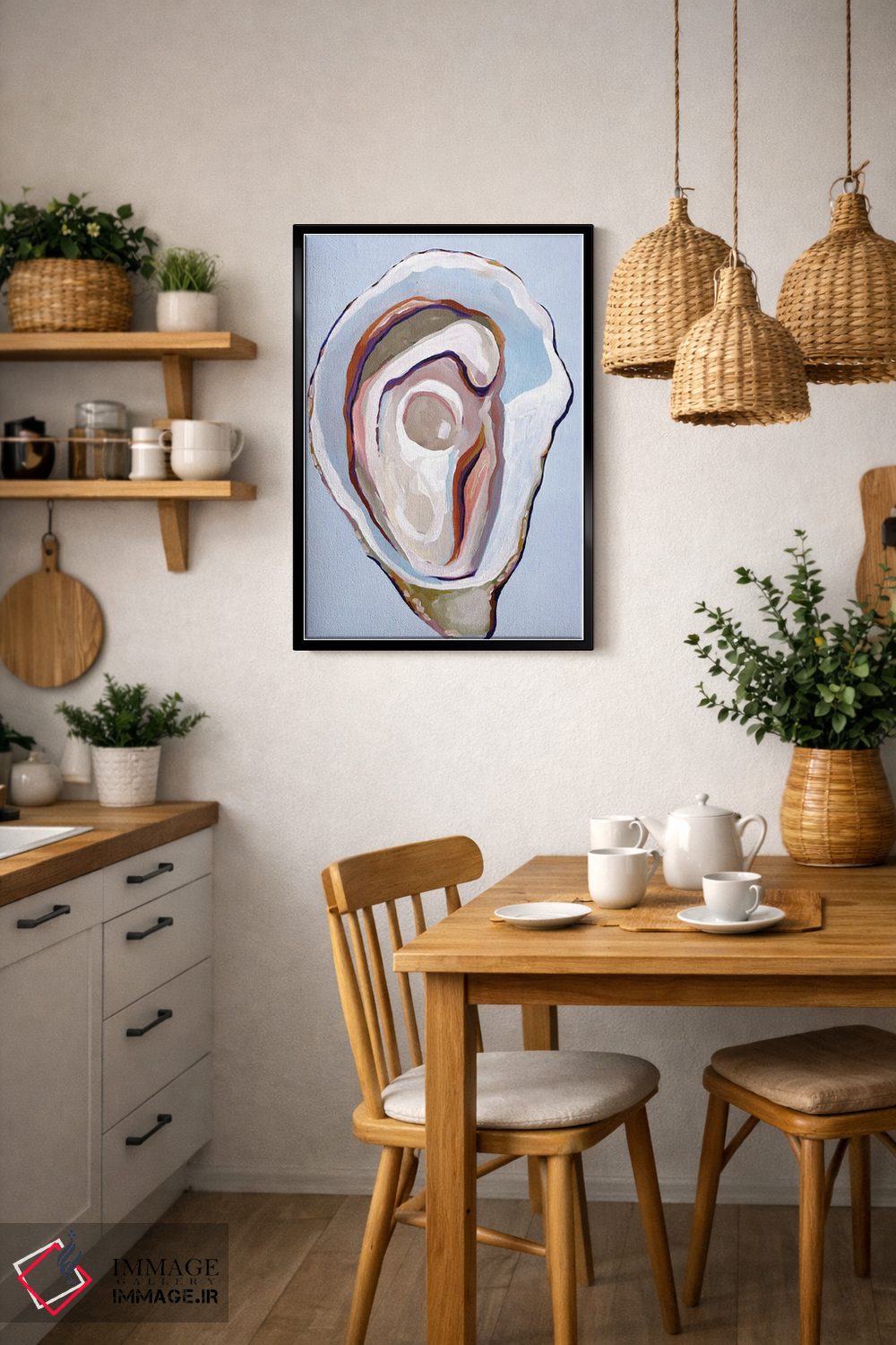 تابلو دکوراتیو صدف در رنگ های خنثی طبیعی اثر لورل گرینفیلد - D6B