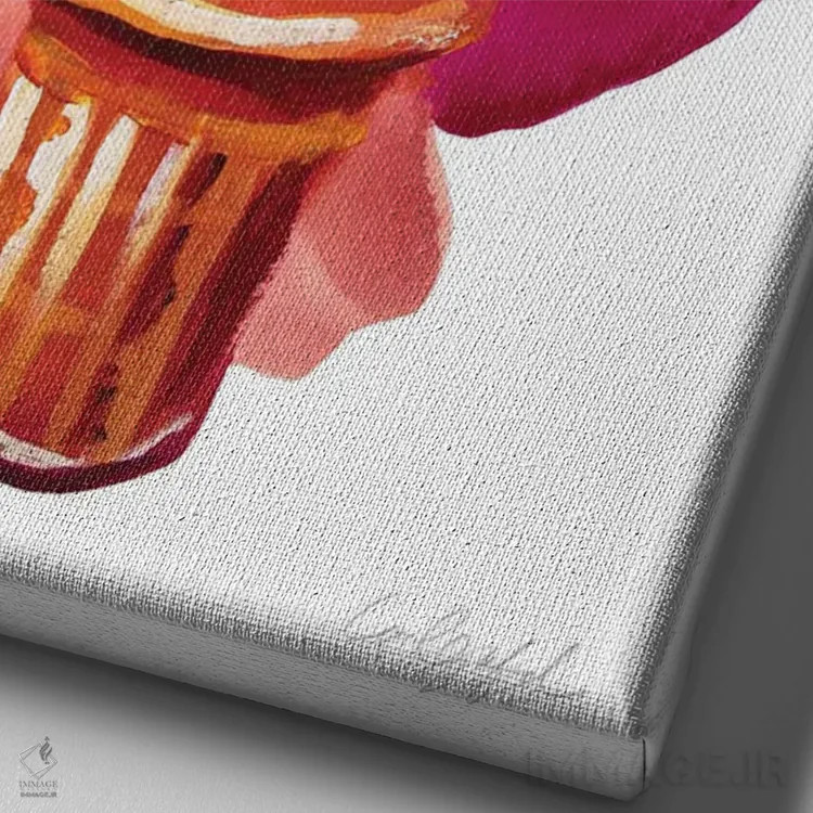 تابلو دکوراتیو بستنی در ماه مه II اثر لورل گرینفیلد - نمای نزدیک بافت بوم