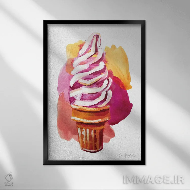 تابلو دکوراتیو بستنی در ماه مه II اثر لورل گرینفیلد - نمای قابدار مشکی