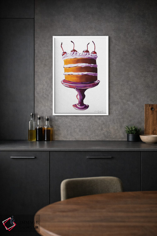 تابلو دکوراتیو کیک با گیلاس روی آن اثر لورل گرینفیلد - D1W