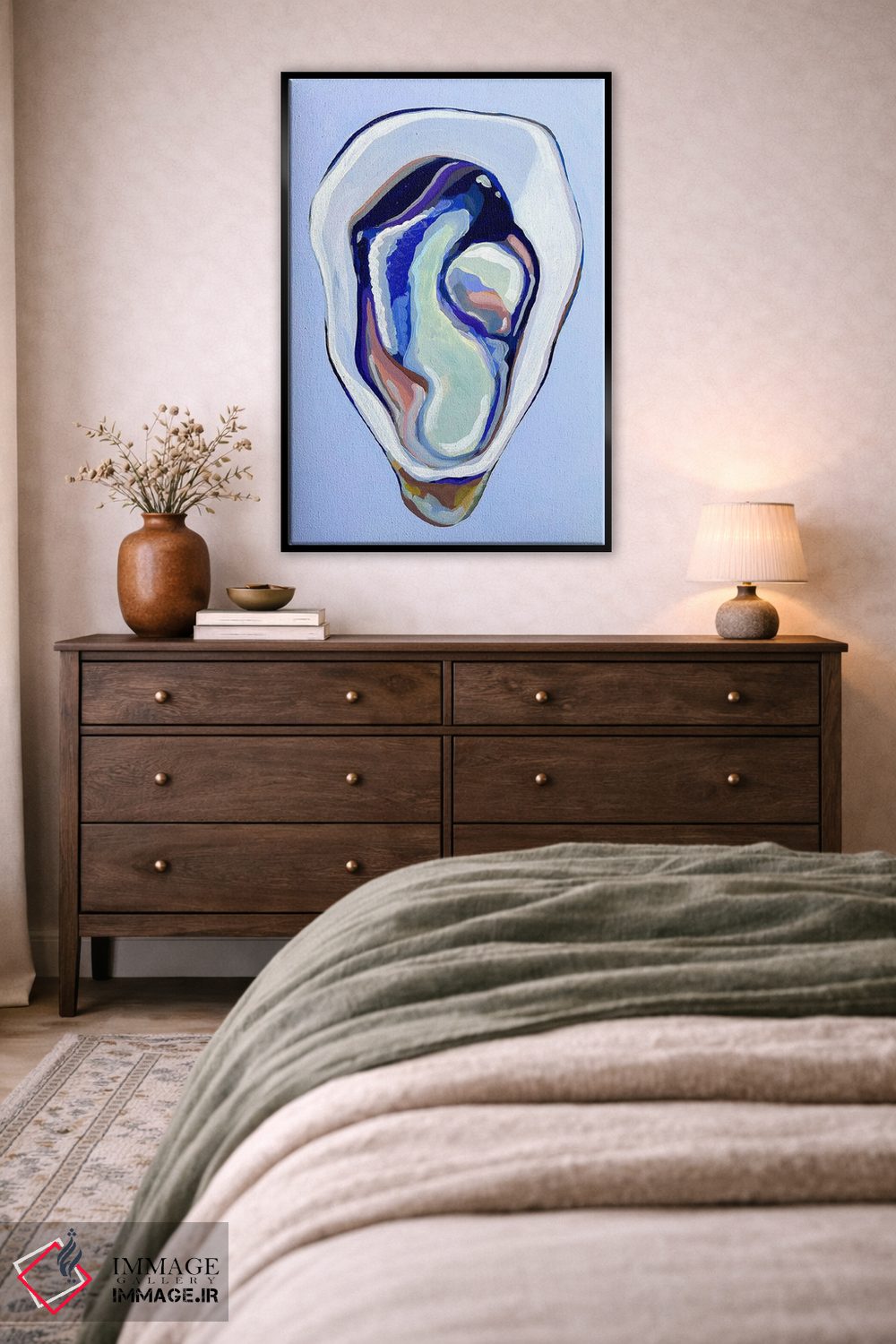 تابلو دکوراتیو صدف در آبی دریایی و سبز دریایی اثر لورل گرینفیلد - D4B