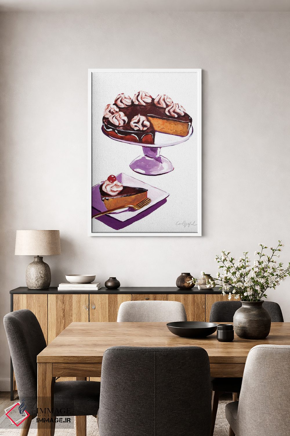 تابلو دکوراتیو کیک بوستون کریم اثر لورل گرینفیلد - D3W