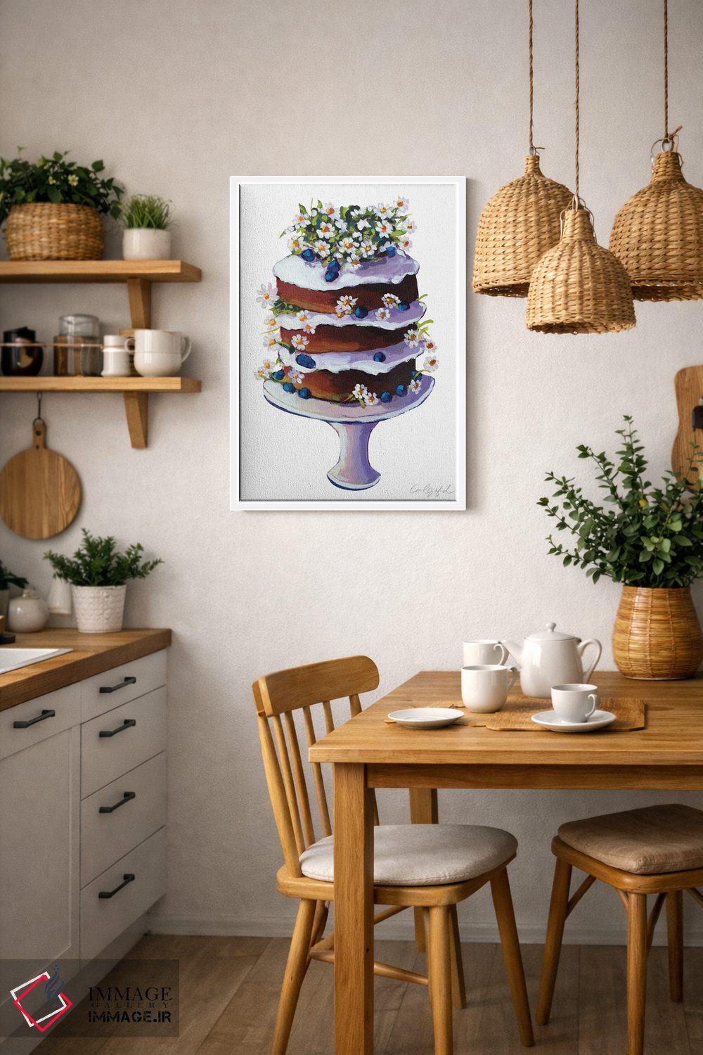 تابلو دکوراتیو کیک گل مروارید اثر لورل گرینفیلد - D2W