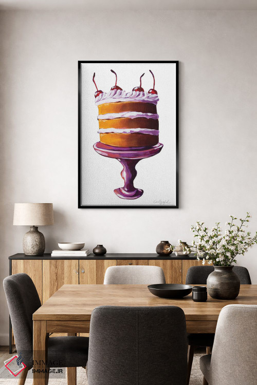 تابلو دکوراتیو کیک با گیلاس روی آن اثر لورل گرینفیلد - D4B