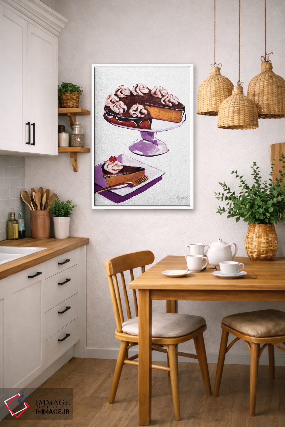 تابلو دکوراتیو کیک بوستون کریم اثر لورل گرینفیلد - D5W