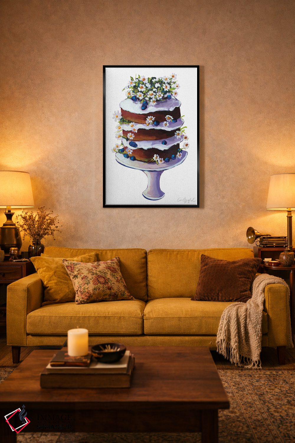 تابلو دکوراتیو کیک گل مروارید اثر لورل گرینفیلد - D4B