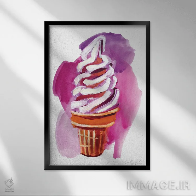 تابلو دکوراتیو بستنی در ماه مه III اثر لورل گرینفیلد - نمای قابدار مشکی