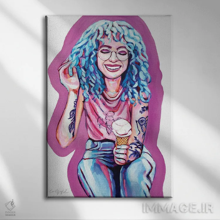 تابلو دکوراتیو بستنی برای هانا اثر لورل گرینفیلد - نمای روبهرو روی دیوار