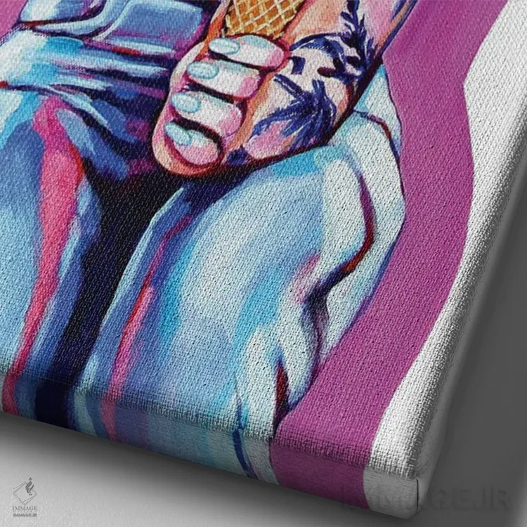 تابلو دکوراتیو بستنی برای هانا اثر لورل گرینفیلد - نمای نزدیک بافت بوم