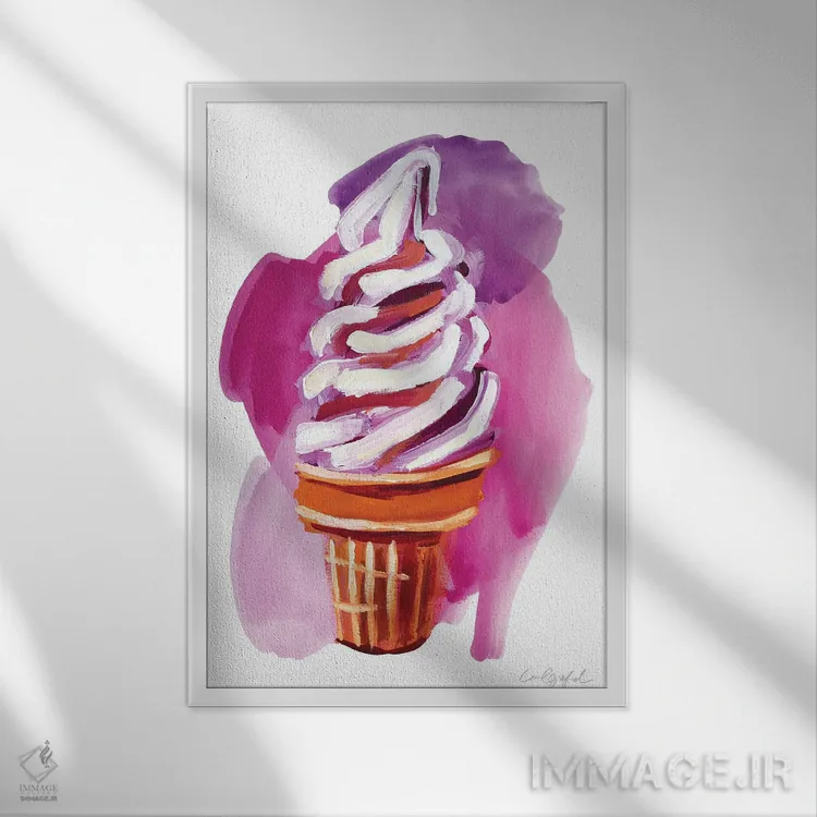 تابلو دکوراتیو بستنی در ماه مه III اثر لورل گرینفیلد - نمای قابدار سفید