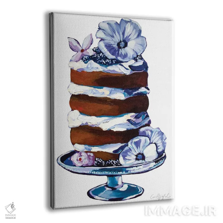 تابلو دکوراتیو کیک تمشک و هیبیسکوس اثر لورل گرینفیلد - نمای پرسپکتیو محصول