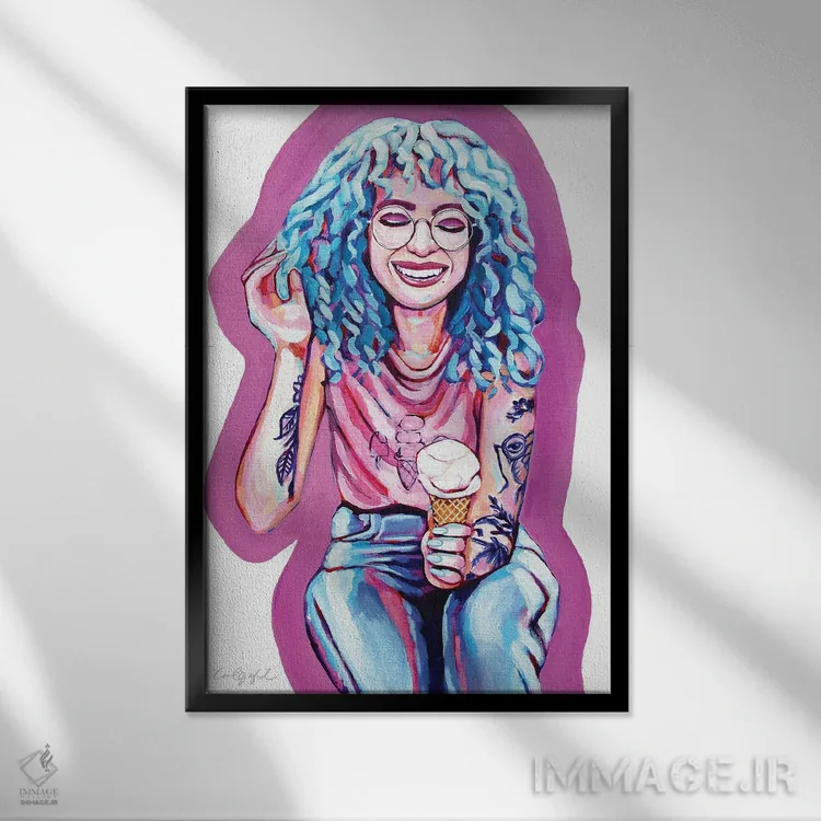 تابلو دکوراتیو بستنی برای هانا اثر لورل گرینفیلد - نمای قابدار مشکی