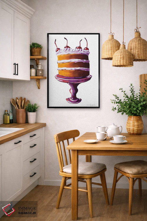 تابلو دکوراتیو کیک با گیلاس روی آن اثر لورل گرینفیلد - D6B