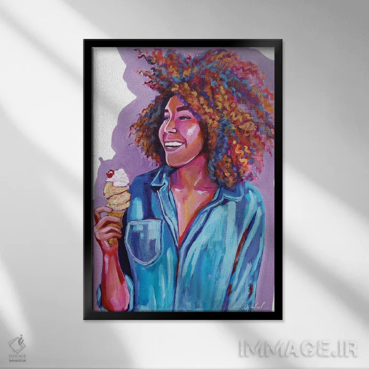 تابلو دکوراتیو بستنی برای جرل اثر لورل گرینفیلد - نمای قابدار مشکی