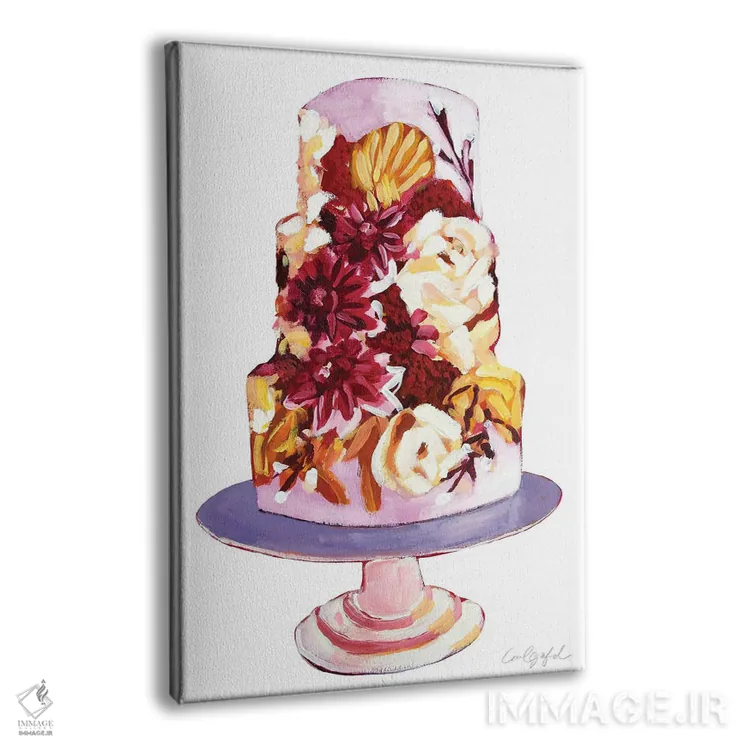 تابلو دکوراتیو کیک با گل های خامه ای اثر لورل گرینفیلد - نمای پرسپکتیو محصول